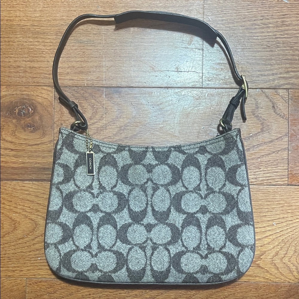 Coach Vintage Brown and Beige Signature Shoulder Bag